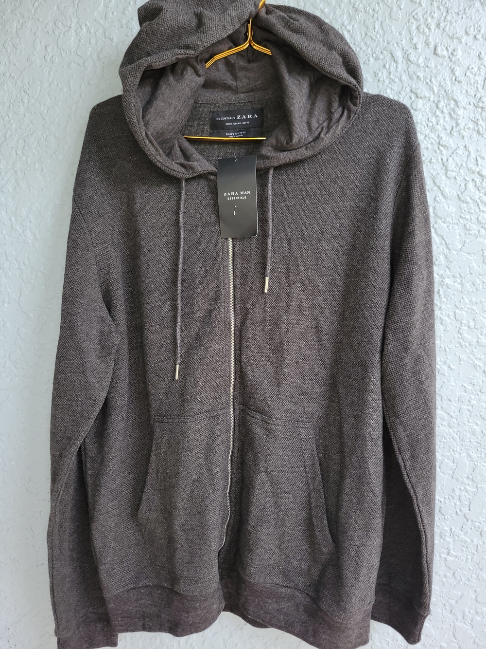 Zara Man Dark Brown Hooded Zip Sweater